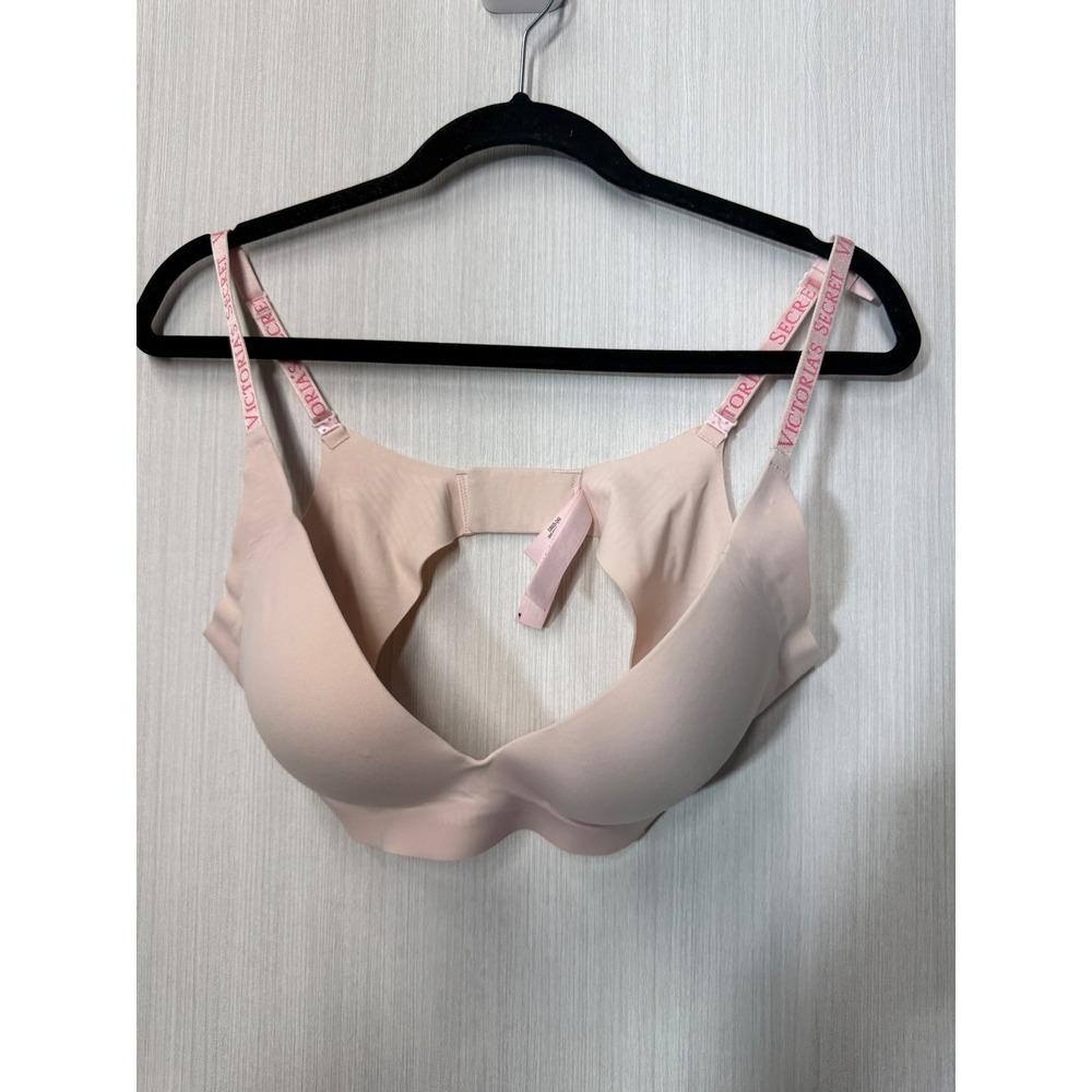 Victorias Secret Logo Strap Wireless Bralette Lightly Lined Pink M 1118605-QAX